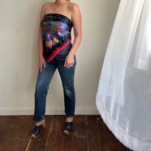 Multi Colored Butterfly Satin Scarf - Picture 3 of 8